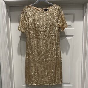 Luxology Gold Sequin Mini Dress
